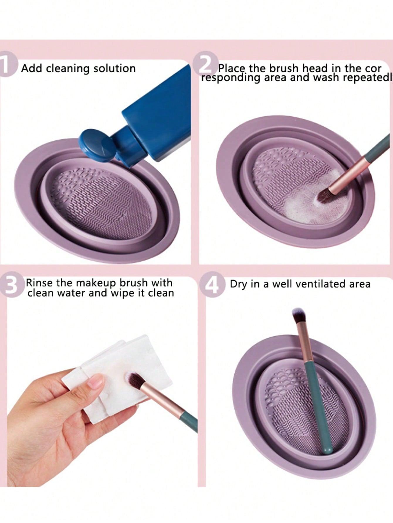 BrushCleanse - Nettoyeur à Pinceaux en Silicone Pliable/Rose - SQWITY