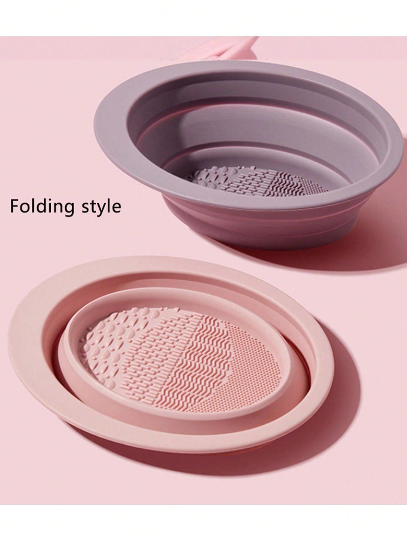 BrushCleanse - Nettoyeur à Pinceaux en Silicone Pliable/Rose - SQWITY